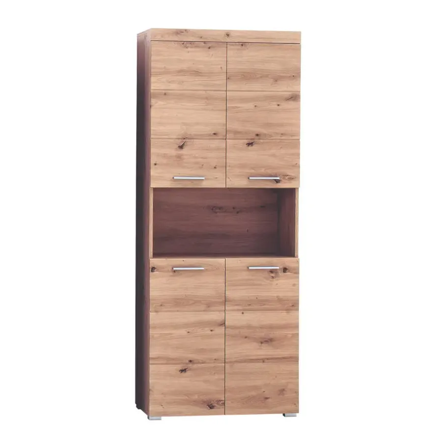 Hoge Kasten-Hioshop AmandaMando kolomkast 4 deuren- 1 open vak eiken decor
