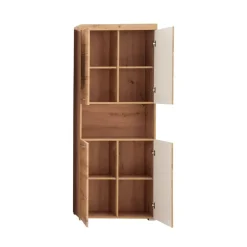 Hoge Kasten-Hioshop AmandaMando kolomkast 4 deuren- 1 open vak eiken decor