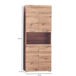 Hoge Kasten-Hioshop AmandaMando kolomkast 4 deuren- 1 open vak eiken decor