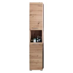 Hoge Kasten-Hioshop AmandaMando kolomkast 2 deuren- 1 open vak eiken decor