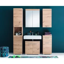 Hoge Kasten-Hioshop AmandaMando kolomkast 2 deuren- 1 open vak eiken decor