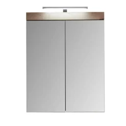 Hioshop AmandaMando spiegelkast 2 deuren incl verlichting donker eiken decor-