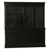 Buffetkasten-Hioshop Amaretta vitrinekast 4 deuren- zwart antiek gepatineerd Breedte 186