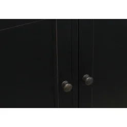 Buffetkasten-Hioshop Amaretta vitrinekast 4 deuren- zwart antiek gepatineerd Breedte 186