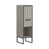 Hioshop Bagno badkamerkast 1 deur 1 vak lichtgrijs- crèmekleurig