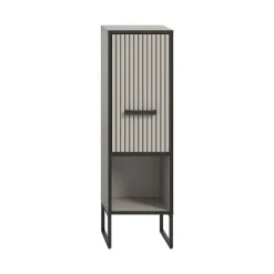 Hioshop Bagno badkamerkast 1 deur 1 vak lichtgrijs- crèmekleurig