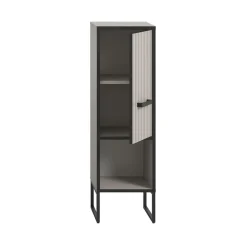 Hioshop Bagno badkamerkast 1 deur 1 vak lichtgrijs- crèmekleurig