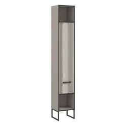 Hioshop Bagno kolomkast 1 deur 2 vakken lichtgrijs- crèmekleurig