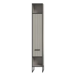 Hioshop Bagno kolomkast 1 deur 2 vakken lichtgrijs- crèmekleurig