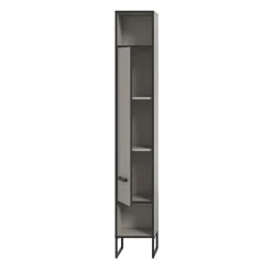 Hioshop Bagno kolomkast 1 deur 2 vakken lichtgrijs- crèmekleurig