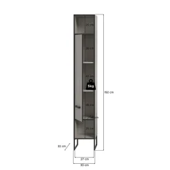 Hioshop Bagno kolomkast 1 deur 2 vakken lichtgrijs- crèmekleurig