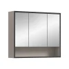 Spiegelkasten-Hioshop Bagno spiegelkast 3 spiegeldeuren lichtgrijs- crèmekleurig