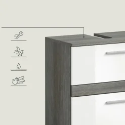 Wastafelkasten-Merkloos Hioshop Blake wastafel 2 deuren wit hoogglans- grijs