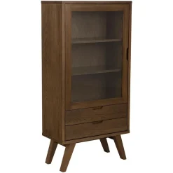 Buffetkasten-Hioshop Bristol vitrinekast 1 deur 2 lades 2 planken grijs