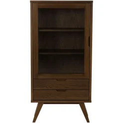 Buffetkasten-Hioshop Bristol vitrinekast 1 deur 2 lades 2 planken grijs
