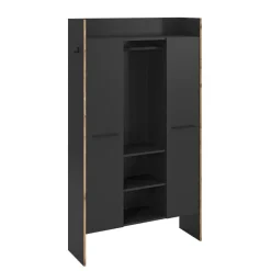 Draaideurkasten-Merkloos Hioshop Bueno kledingkast 2 deuren- 1 lade- 3 planken en 2 haken donkergrijs