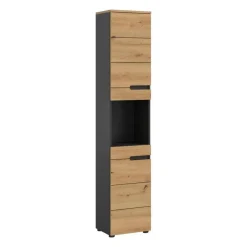 Merkloos Hioshop Canu kolomkast 2 deuren- 1 plank eiken decor- grijs