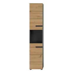 Merkloos Hioshop Canu kolomkast 2 deuren- 1 plank eiken decor- grijs