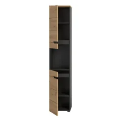 Merkloos Hioshop Canu kolomkast 2 deuren- 1 plank eiken decor- grijs