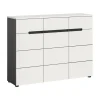 Schoenenkasten-Merkloos Hioshop Canu schoenenkast 3 deuren- 3 lades wit- grijs