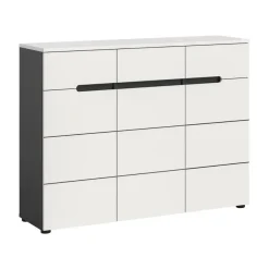 Schoenenkasten-Merkloos Hioshop Canu schoenenkast 3 deuren- 3 lades wit- grijs