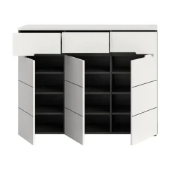 Schoenenkasten-Merkloos Hioshop Canu schoenenkast 3 deuren- 3 lades wit- grijs