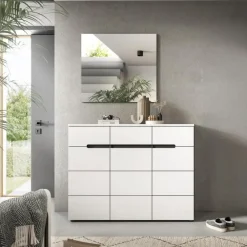 Schoenenkasten-Merkloos Hioshop Canu schoenenkast 3 deuren- 3 lades wit- grijs