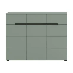 Merkloos Hioshop Canu schoenenkast 3 deuren- 3 lades stofgroen- donkergrijs