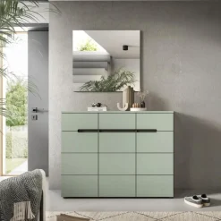 Merkloos Hioshop Canu schoenenkast 3 deuren- 3 lades stofgroen- donkergrijs