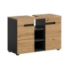 Wastafelkasten-Merkloos Hioshop Canu wastafel 2 deuren- 3 planken eiken decor- grijs