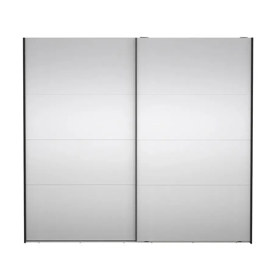Draaideurkasten-Hioshop Catania schuifdeurkast 2 deuren met spiegel 245x220cm mat zwart