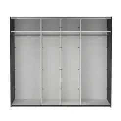 Draaideurkasten-Hioshop Catania schuifdeurkast 2 deuren met spiegel 245x220cm mat zwart