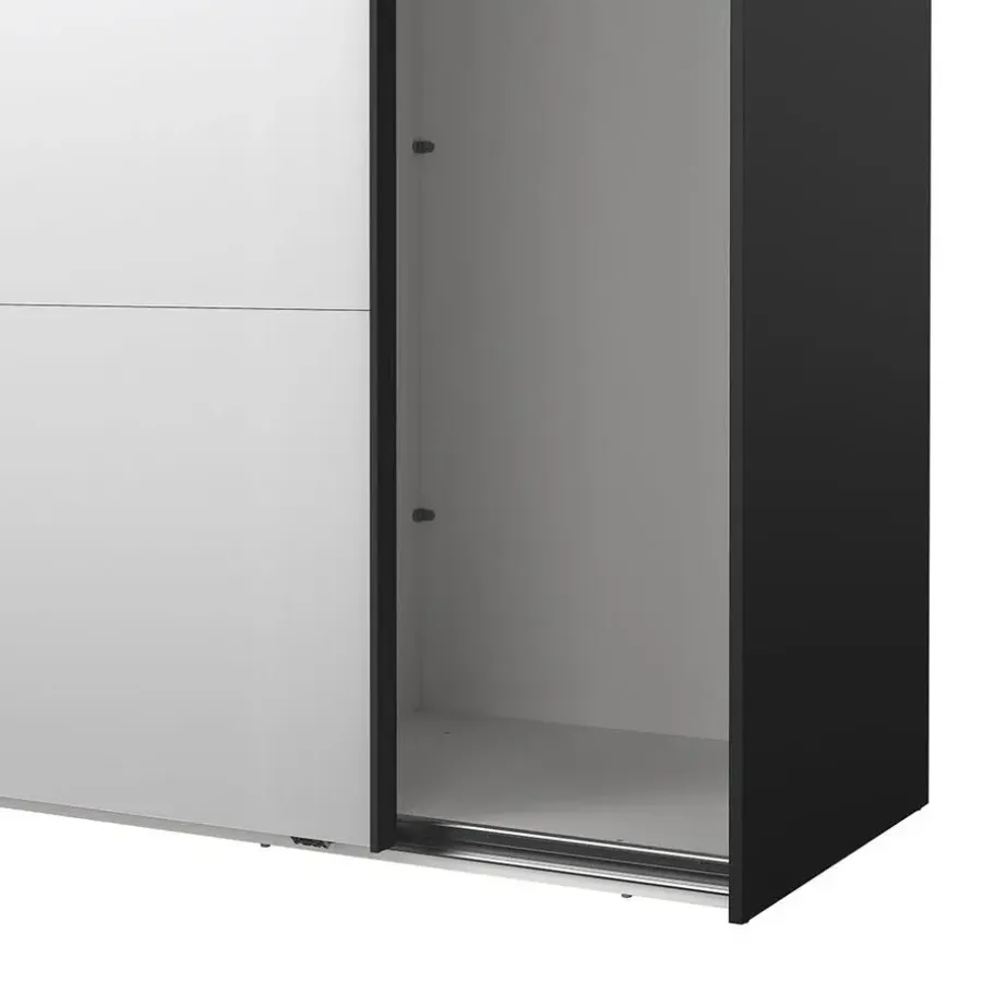 Draaideurkasten-Hioshop Catania schuifdeurkast 2 deuren met spiegel 245x220cm mat zwart