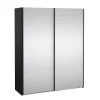 Hioshop Catania schuifdeurkast 2 deuren met spiegel 180x220cm mat zwart