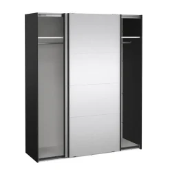 Hioshop Catania schuifdeurkast 2 deuren met spiegel 180x220cm mat zwart
