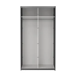 Draaideurkasten-Hioshop Catania schuifdeurkast 2 deuren met spiegel 120x220cm mat zwart