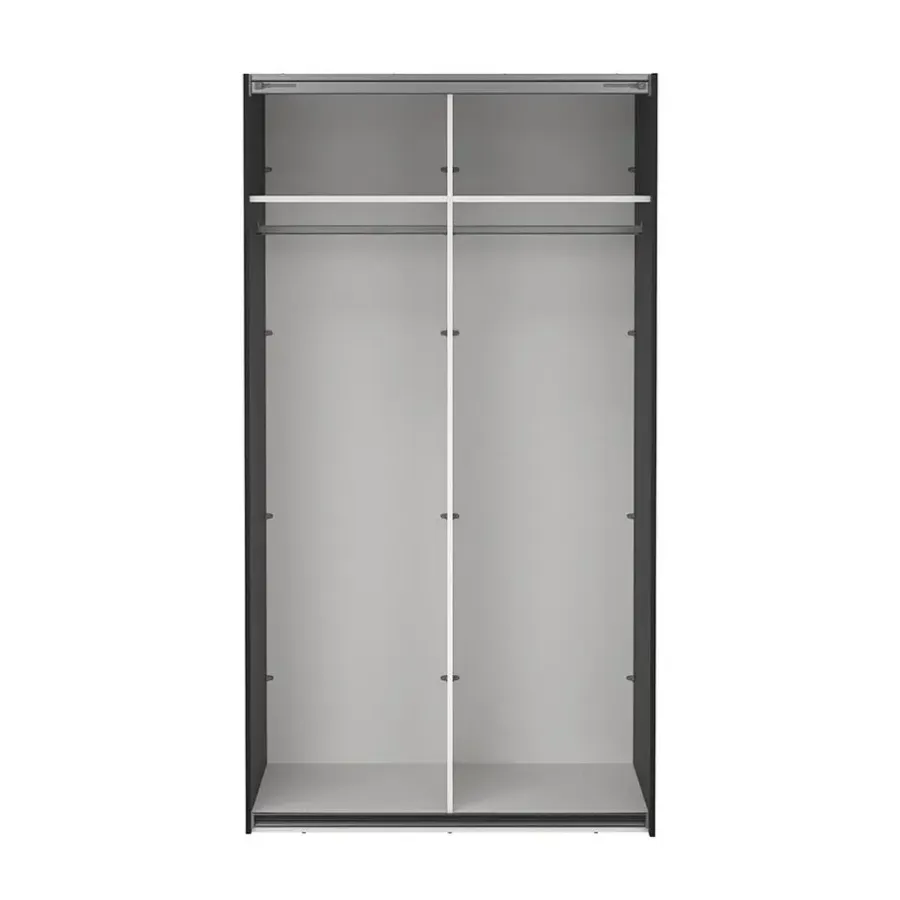 Draaideurkasten-Hioshop Catania schuifdeurkast 2 deuren met spiegel 120x220cm mat zwart
