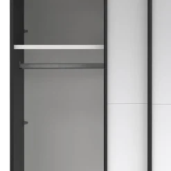 Draaideurkasten-Hioshop Catania schuifdeurkast 2 deuren met spiegel 120x220cm mat zwart