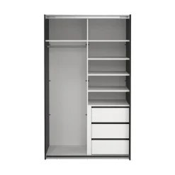 Hioshop Catania schuifdeurkast 2 deuren 120x200cm mat zwart