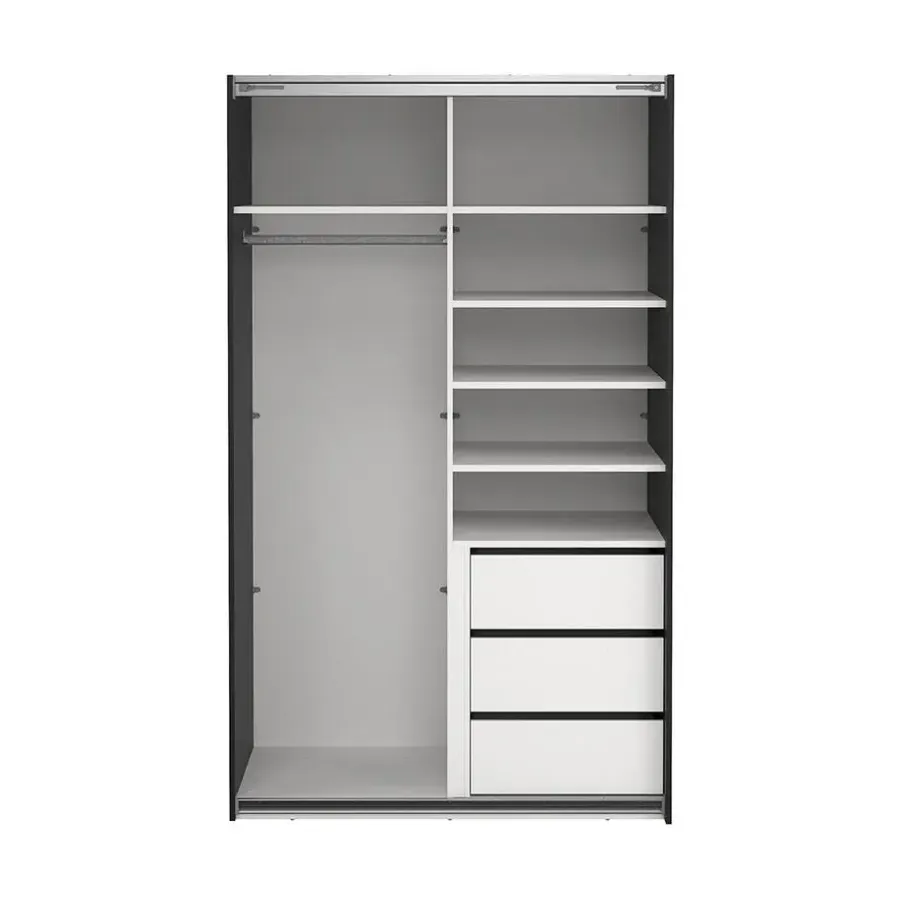 Hioshop Catania schuifdeurkast 2 deuren 120x200cm mat zwart