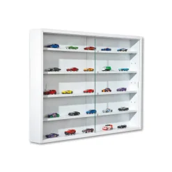 Hioshop Comit vitrinekast voor wandmontage- 2 glazen deuren wit