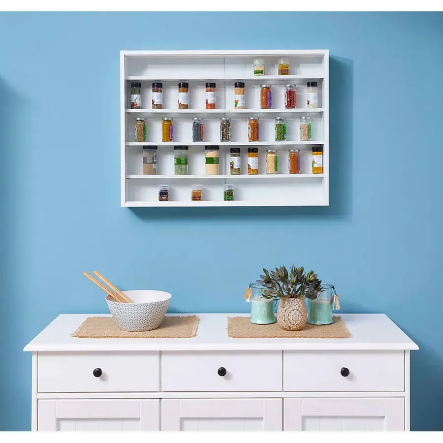 Hioshop Comit vitrinekast voor wandmontage- 2 glazen deuren wit