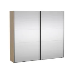 Draaideurkasten-Hioshop Como schuifdeurkast 2 deuren met spiegel 245x220cm eikdecor