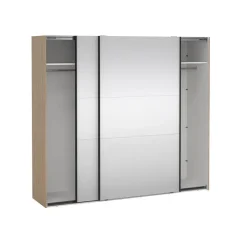Draaideurkasten-Hioshop Como schuifdeurkast 2 deuren met spiegel 245x220cm eikdecor