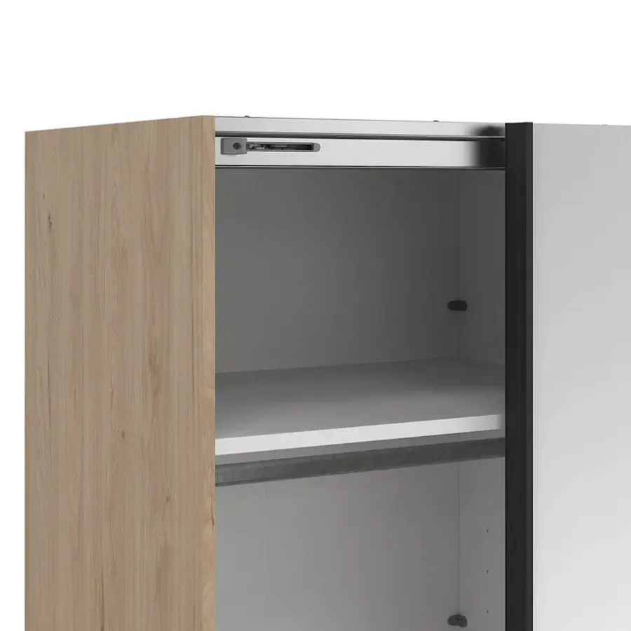 Draaideurkasten-Hioshop Como schuifdeurkast 2 deuren met spiegel 245x220cm eikdecor