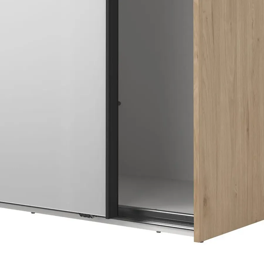 Draaideurkasten-Hioshop Como schuifdeurkast 2 deuren met spiegel 245x220cm eikdecor