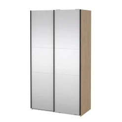 Draaideurkasten-Hioshop Como schuifdeurkast 2 deuren met spiegel 120x220cm eikdecor