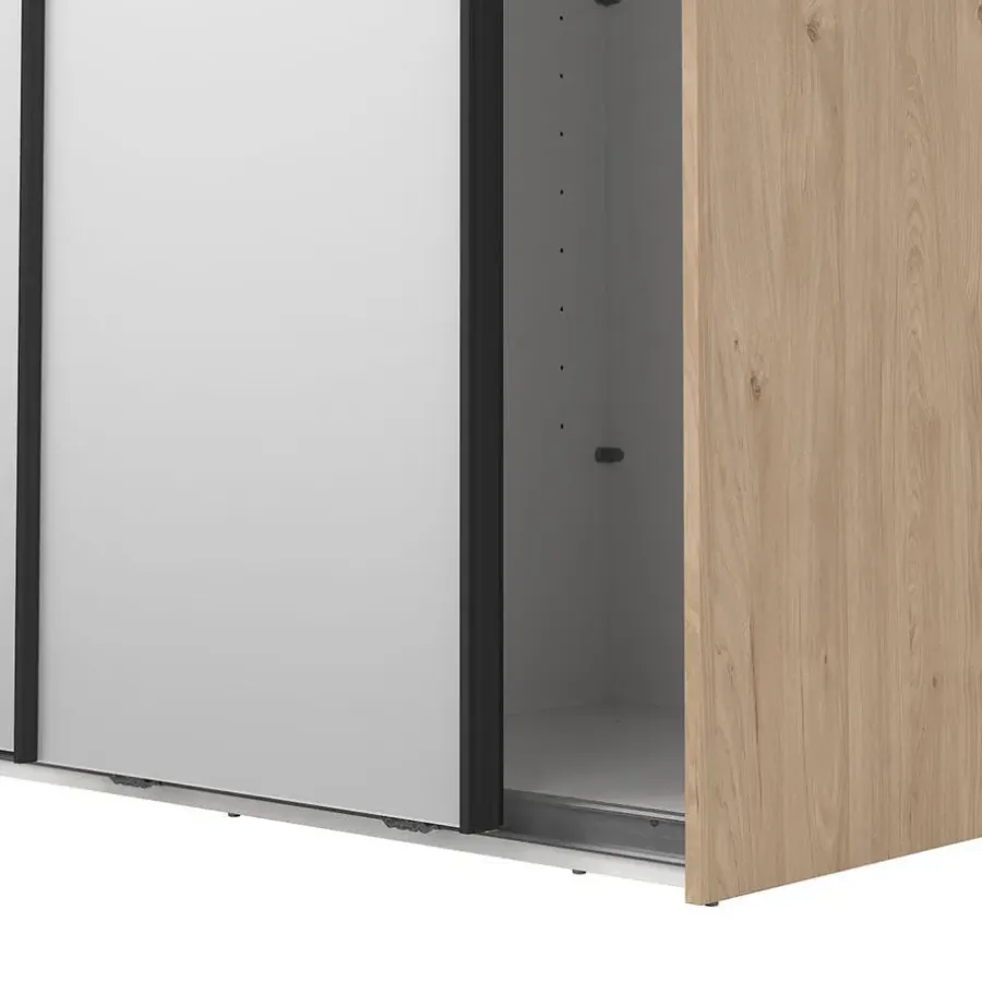 Draaideurkasten-Hioshop Como schuifdeurkast 2 deuren met spiegel 120x220cm eikdecor