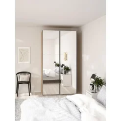 Draaideurkasten-Hioshop Como schuifdeurkast 2 deuren met spiegel 120x220cm eikdecor
