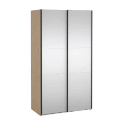 Draaideurkasten-Hioshop Como schuifdeurkast 2 deuren met spiegel 120x220cm eikdecor